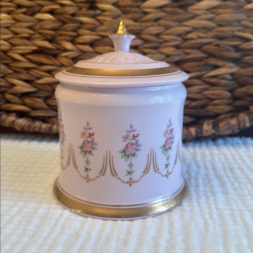 Vintage H & C Czech Floral Porcelain Jar with Gold Accents